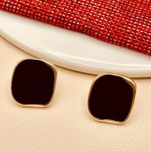 Anthropologie Elegant Black and Gold Stud Earrings